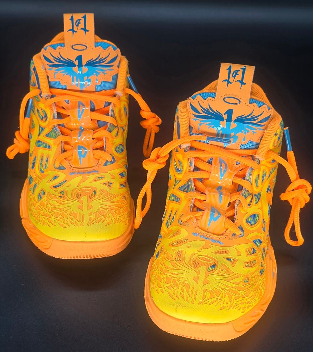 PUMA MB.03 LaMelo Ball Orange Blue Yellow Youth Size 4.5Y Women 5.5 311500-01